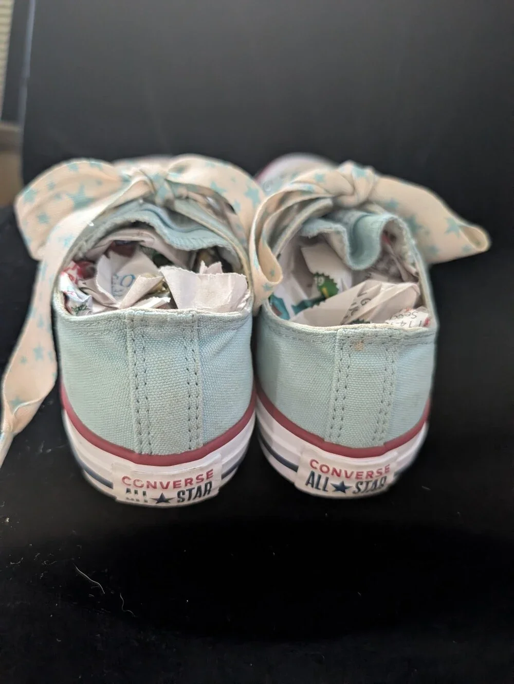 Converse Kids Light Blue Canvas Sneakers with Star Laces